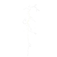 Dynamic lightning bolt, striking against a clean white backdrop, emphasizing energy and movement in a minimalist design.