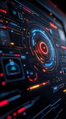 Fototapeta premium Glowing translucent panels, futuristic virtual interface, advanced visuals, 3D illustration