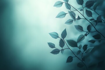 Serene Teal Leaves: A Dreamy Botanical Art Print