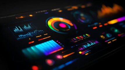 Virtual display graphics, advanced translucent panels, glowing tech interface, 3D illustration