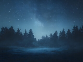 Fototapeta premium Celestial Serenity: Milky Way Over a Pine Forest