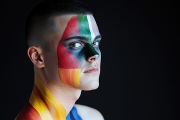A person with colorful facial art