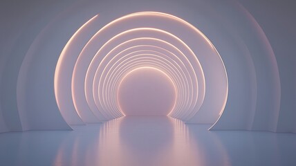 Fototapeta premium Curved Light Corridors Create a Serene Pathway