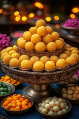Tempting display of indian sweets for holi celebration highlight