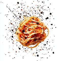 Delicious Bowl of Spaghetti with Spices on White Background