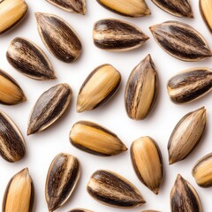Obraz premium Close-up of Unique Seed Shapes on Bright White Background