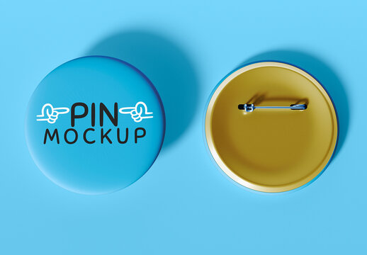 Rounded Pin Mockup Frontal View Mockup