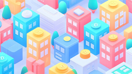Fototapeta premium Modern real estate investment concepts, flat vector illustrations showcasing diverse properties, market trends, and investment strategies.