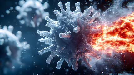 H5N1 Virus Particles in Air, Visualization of airborne H5N1 virus particles, highlighting their structure and potential transmission pathways.