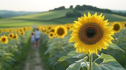 Sunflower Field Family Walks Summer Day