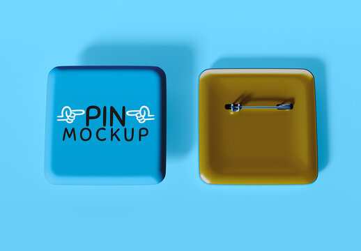 Square Pin Mockup Frontal View