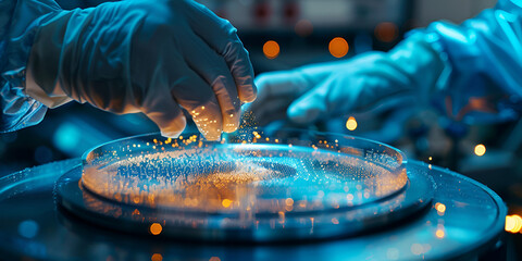 Scientists Working with a Petra Dish in a Lab Innovative Research and Microbiology Breakthroughs  
