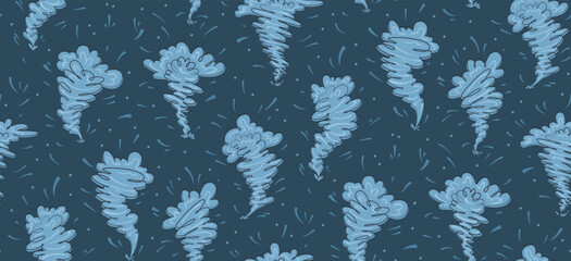 hand drawn tornadoes twister seamless pattern in dusty blue
