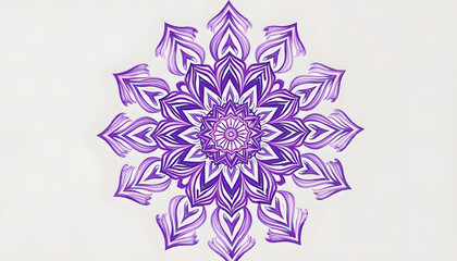 purple mandala energy, oriental yoga, chakra abstract, crayon drawing, with white tones
