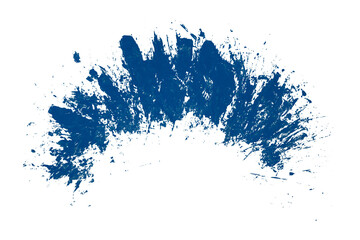 Hand drawn blue brush stroke isolated on transparent background.