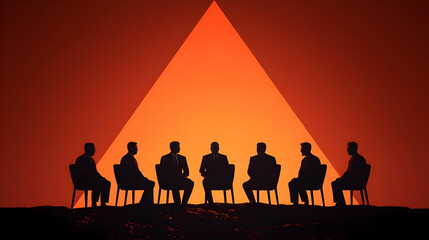 Fototapeta premium Sales Strategy Session, a vibrant meeting room filled with diverse professionals discussing innovative ideas and strategies, subtle shadows enhancing the atmosphere