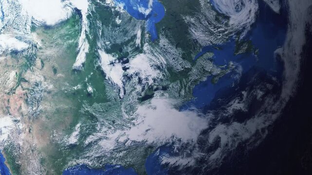 Zooming in on Markham, Canada frome space - Perfect for Travel Intros and Backgrounds. Realistic 3D Animation.