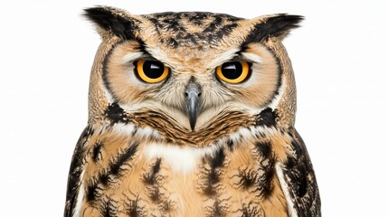 Obraz premium Majestic Owl Staring Intently with Striking Golden Eyes