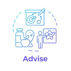 Advise blue gradient concept icon. Healthy food, healthcare. Strategy, plan. Goal setting. Round shape line illustration. Abstract idea. Graphic design. Easy to use in infographic, presentation