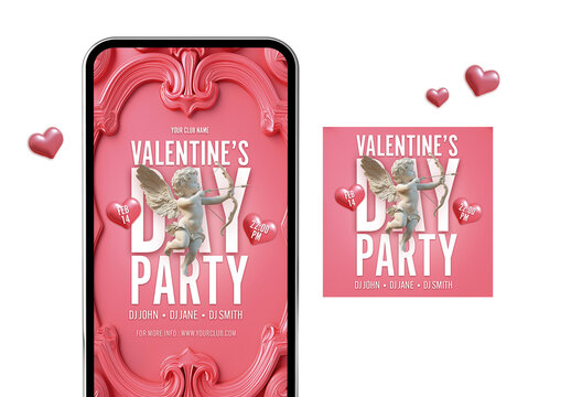 Valentines Party Social Media with AI Illustrations