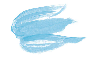 Hand drawn light blue brush stroke isolated on transparent background.