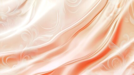 Obraz premium Peach Silk Fabric With Delicate Floral Pattern