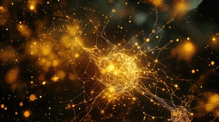 A neural network-inspired visualization with glowing nodes and intricate connections