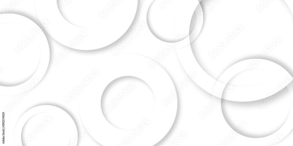 Aufkleber Abstract background with circle white abstract geometric background with soft light white paper circles in design .Gray abstract. Modern design background for report and project presentation template.