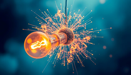 Fototapeta premium Creative energy explosion from light bulb, Dreamy, with white tones