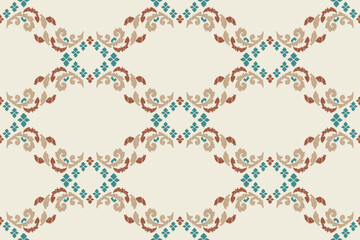 Carpet ikat floral pattern,fabric pattern on navy blue background vector illustration.Ikat ethnic oriental embroidery.Aztec style,abstract background.design for texture,clothing,decoration,carpet,rug.