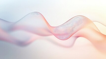 A soft, flowing audio waveform in pastel colors, with gentle curves and a calming rhythm. The waveform creates a visual of soothing music