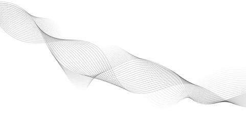 Abstract grey, white smooth element swoosh speed wave modern stream background. Wave with lines created using blend tool. Abstract frequency sound wave lines and twisted curve lines background.	