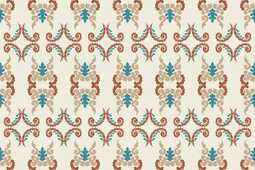 Carpet ikat floral pattern,fabric pattern on navy blue background vector illustration.Ikat ethnic oriental embroidery.Aztec style,abstract background.design for texture,clothing,decoration,carpet,rug.
