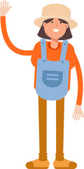 Woman Farmer Character Greeting Illustration
