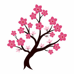 Fototapeta premium Cherry blossom silhouette vector illustration on white background