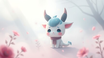 Adorable 3d Render of Cute White Fantasy Creature