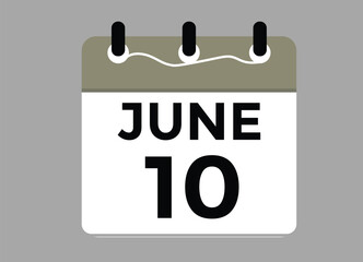 June 10 - Daily Calendar Icon with day of month
