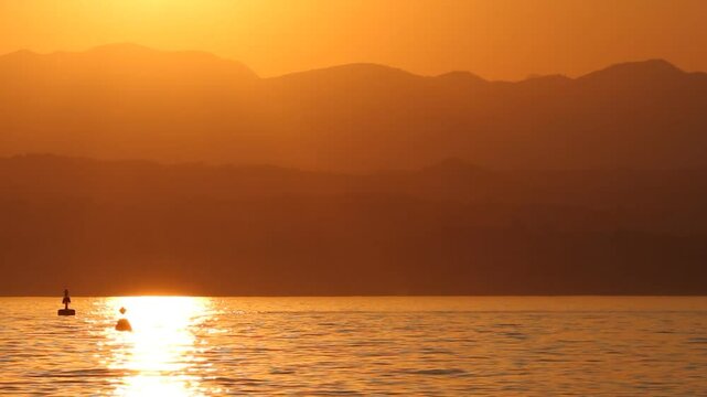 sunset on lake garda sirmione fortified city