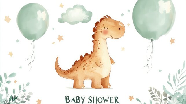 "Dino Delight: Earth-Toned Baby Shower Bliss"