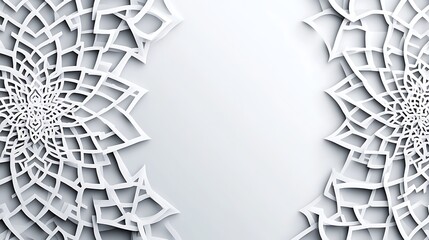 Abstract White Papercut Mandala Design Background