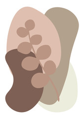 Flowers drawn by hand line, logo for design, on white background, Mocha Mousse colors - Pantone colors of 2025

