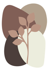 Flowers drawn by hand line, logo for design, on white background, Mocha Mousse colors - Pantone colors of 2025
