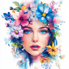 Naklejka premium woman with flowers