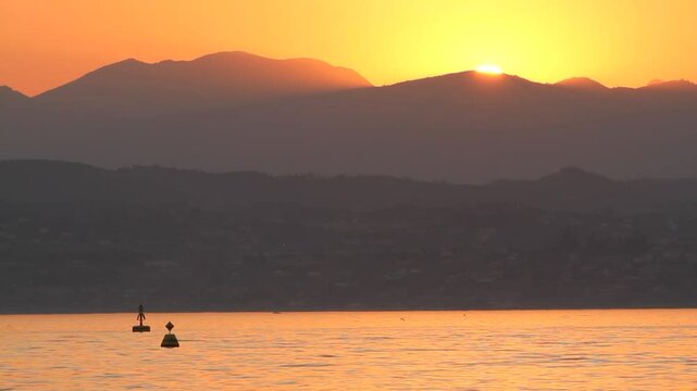 sunset on lake garda sirmione fortified city