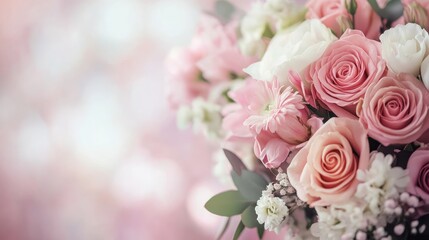 Pink Floral Arrangement for Elegant Wedding Celebrations with Soft Romantic Tones and a Dreamy Background