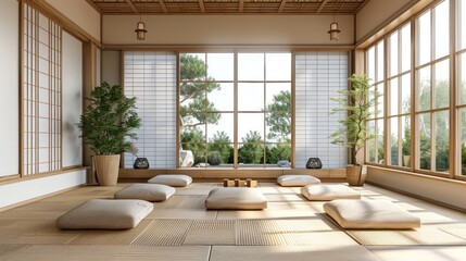 Japanese-Style Living Room with Traditional Elements