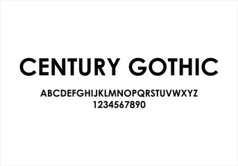 Century Gothic font for logo and headline. Isolated vector typeset
