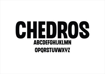 Chedros font for logo and headline. Isolated vector typeset