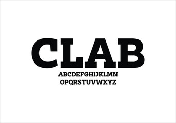 Clab font for logo and headline. Isolated vector typeset