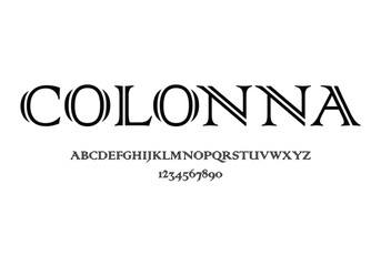 Colonia font for logo and headline. Isolated vector typeset